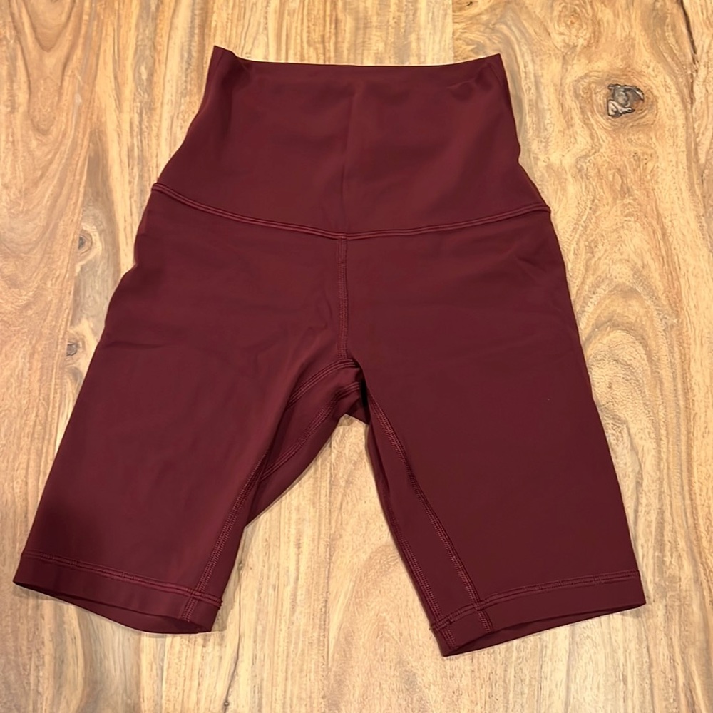 burgundy/ dark red athletic biker shorts
